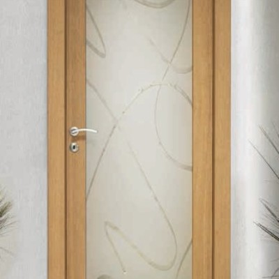 Porta per interni in legno | rovere e vetro satinato